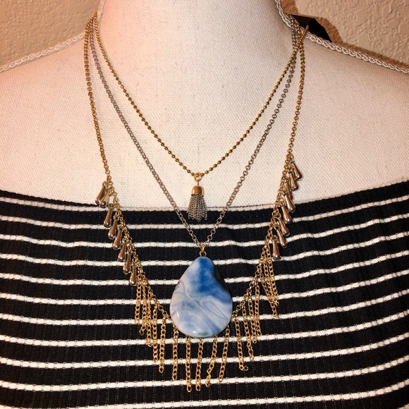 ✌️Silver Gold Turquoise Necklace✌️ - Picture 4 of 5
